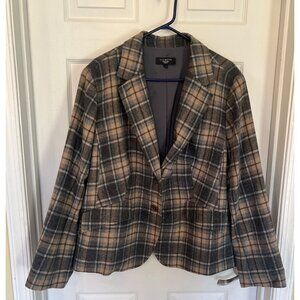 Talbots Wool Blend Plaid 2 Button Blazer Women's Size 22